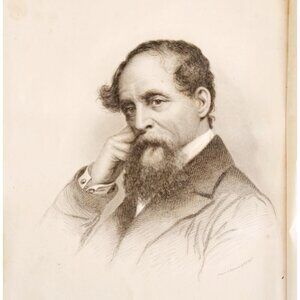 1871 Charles Dickens Steel Engraving Victorian Portrait Art E.B. Hall DWH5C